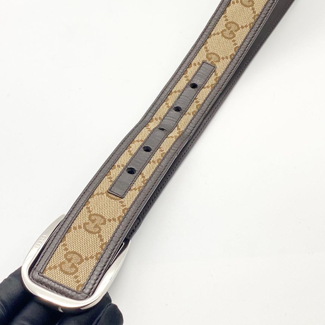 【美品】GUCCI・グッチ・ベルト・GGキャンバス・ブラウン