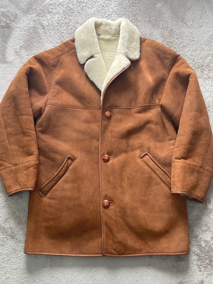 アクアスキュータムAquascutum ムートン コート 羊革 ラムレザー 茶