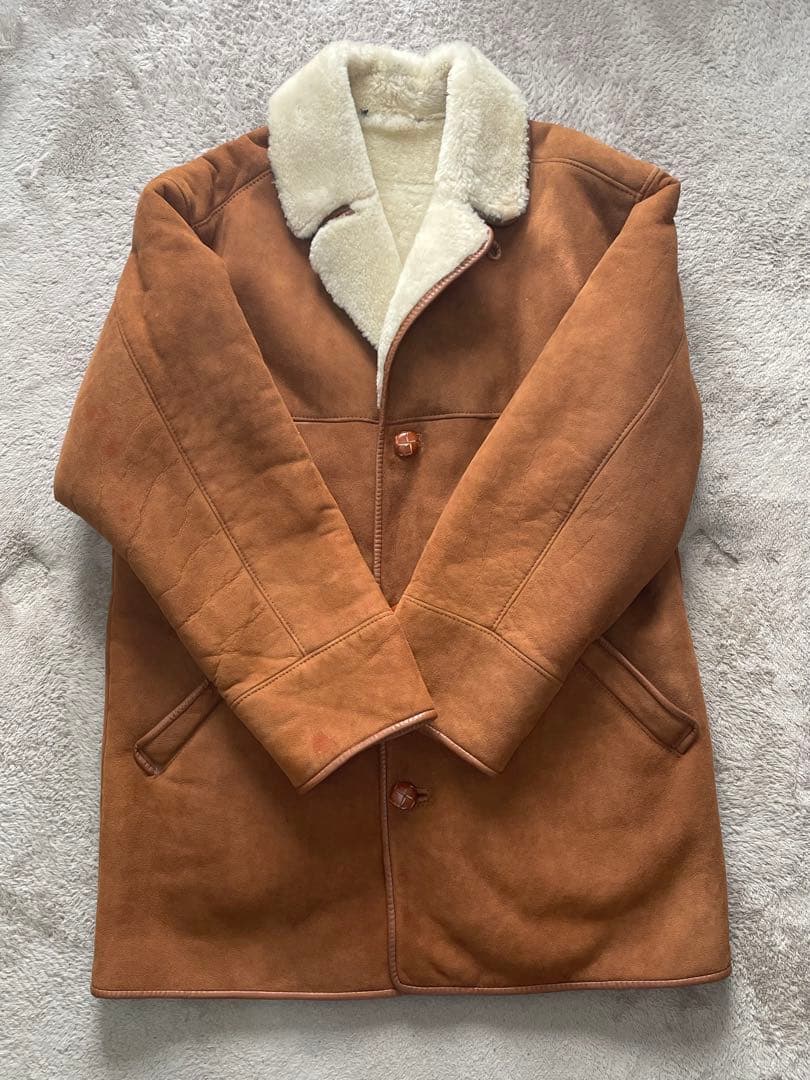 アクアスキュータムAquascutum ムートン コート 羊革 ラムレザー 茶