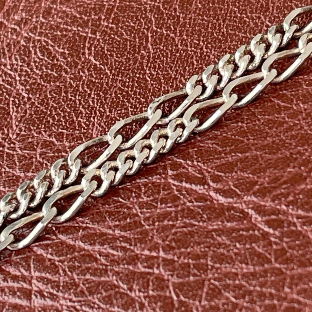 シルバー925 MEXICO フィガロチェーン ネックレス 約44cm 3mm