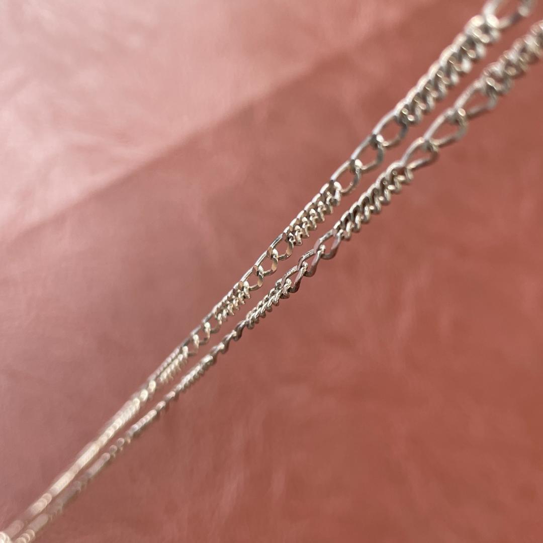 シルバー925 MEXICO フィガロチェーン ネックレス 約44cm 3mm