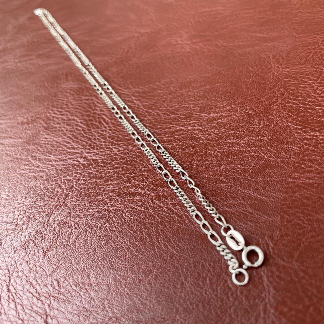 シルバー925 MEXICO フィガロチェーン ネックレス 約44cm 3mm