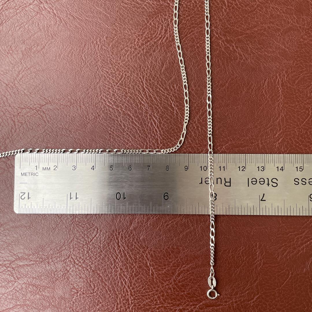 シルバー925 MEXICO フィガロチェーン ネックレス 約44cm 3mm