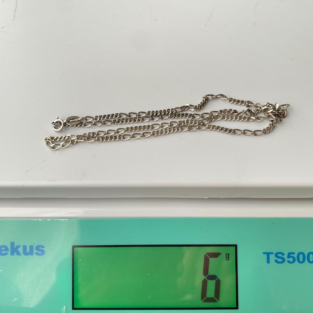 シルバー925 MEXICO フィガロチェーン ネックレス 約44cm 3mm