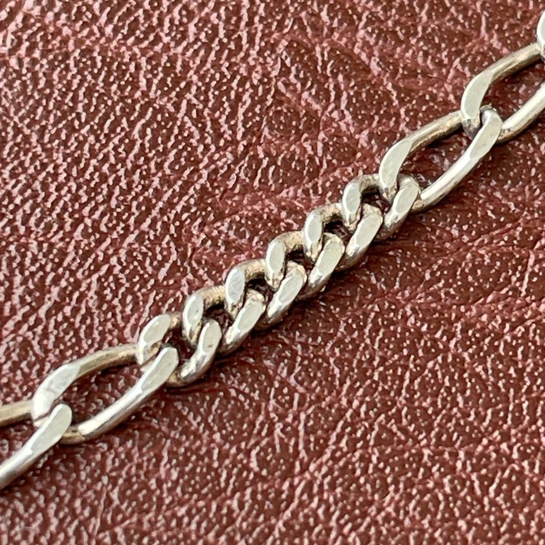 シルバー925 MEXICO フィガロチェーン ネックレス 約44cm 3mm