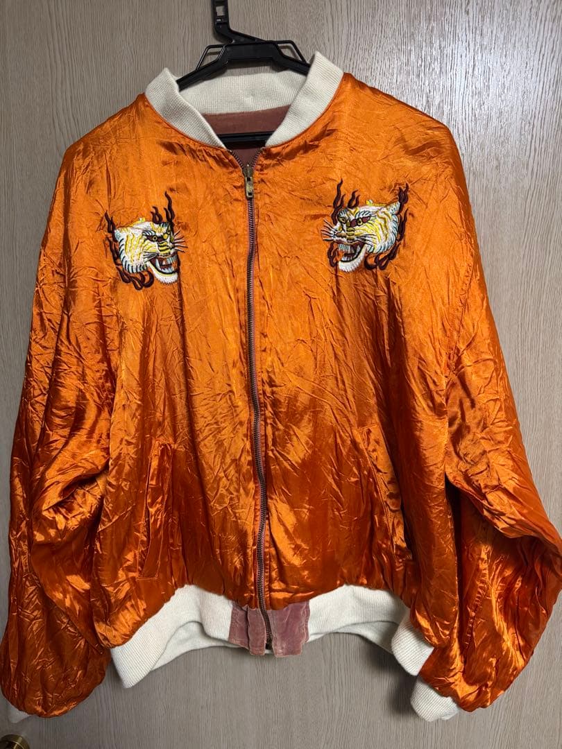 80年代初期タグ クリームソーダ ピンクドラゴン　別珍スカジャン