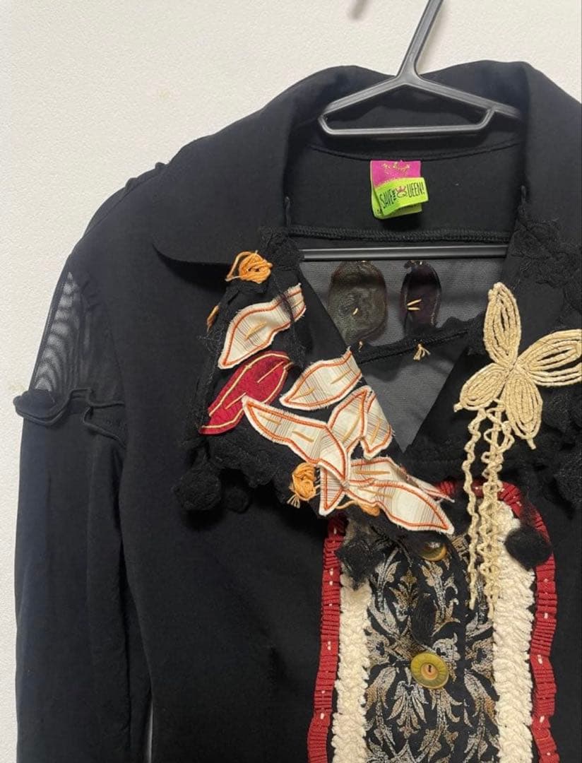 SAVE THE QUEEN 平成ギャル y2k 刺繍　黒い花柄ジャケット