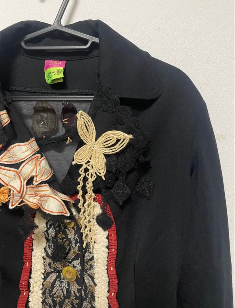 SAVE THE QUEEN 平成ギャル y2k 刺繍　黒い花柄ジャケット