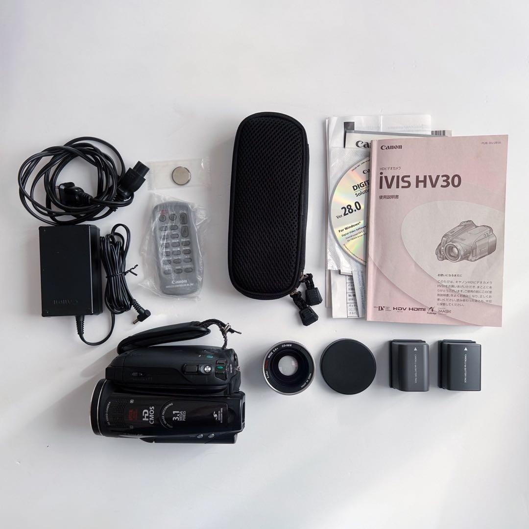 中古Canon iVIS HV30 ビデオカメラ本体・付属品・オプション品セット