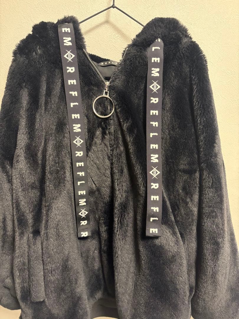 REFLEM レフレム ピアス付きうさ耳 BIGファーパーカー ブラック