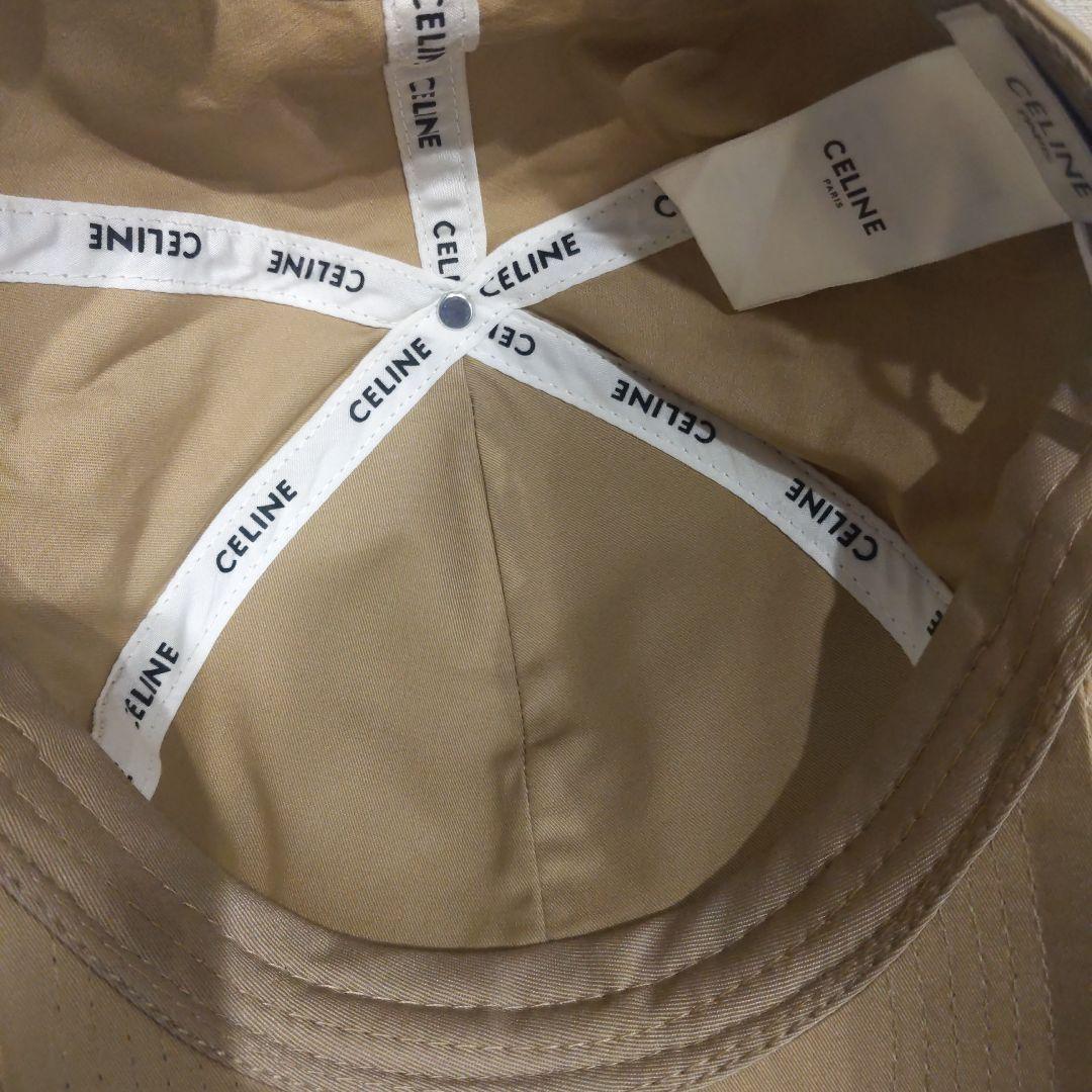 6*読様 CELINE ベージュ刺繍ロゴキャップ