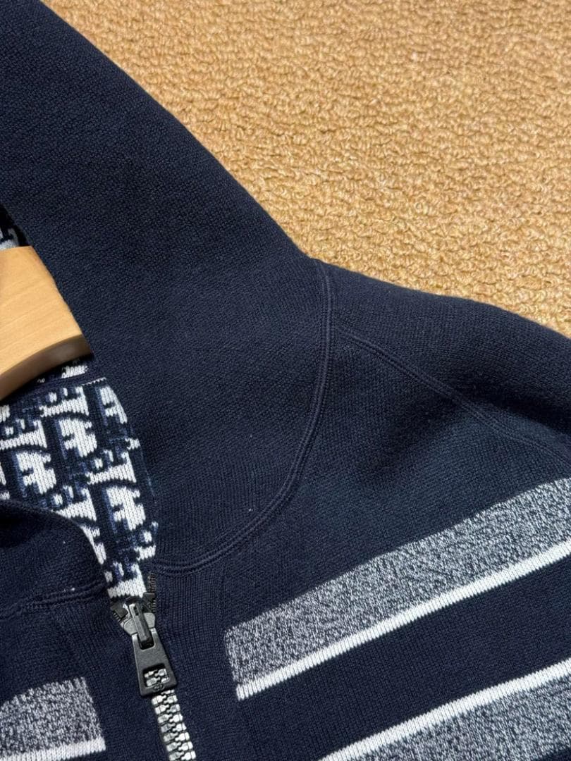 D iorディオール オブリーク リバーシブルフード付きカーディガ カシミヤ S