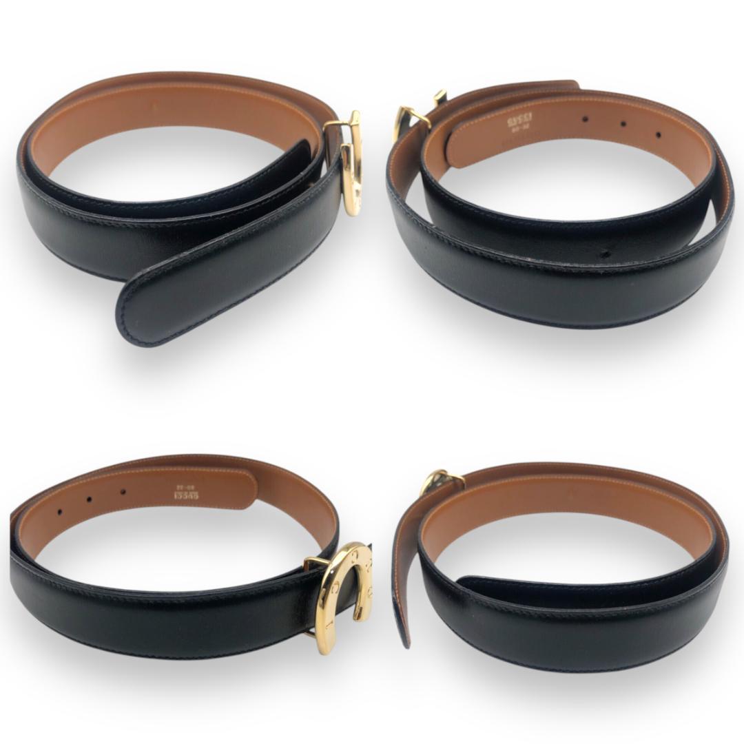 【美品】グッチ ホースシュー リバーシブル ベルト ゴールド ブラック ブラウン