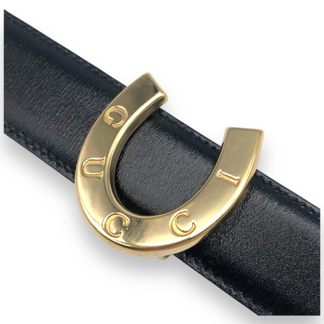 【美品】グッチ ホースシュー リバーシブル ベルト ゴールド ブラック ブラウン
