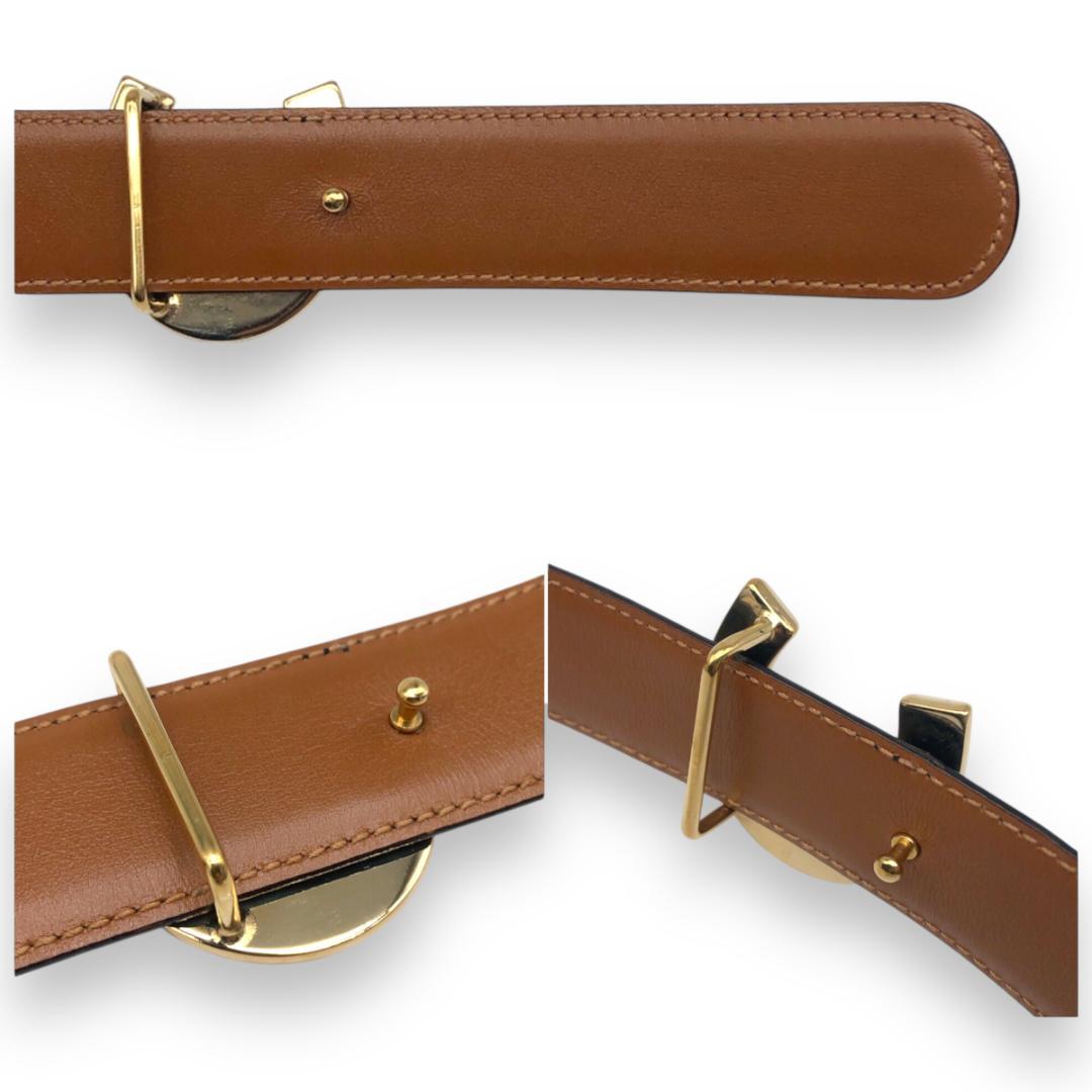 【美品】グッチ ホースシュー リバーシブル ベルト ゴールド ブラック ブラウン