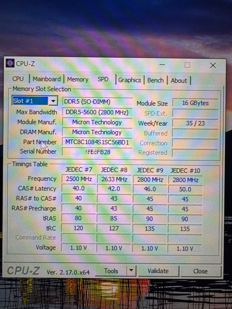 Micron DDR5 16GB 5600 SODIMM メモリー
