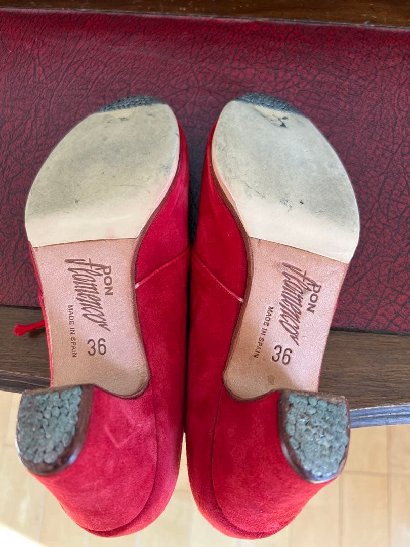 ドンフラメンコ☆フラメンコシューズ☆赤　スエード☆size36
