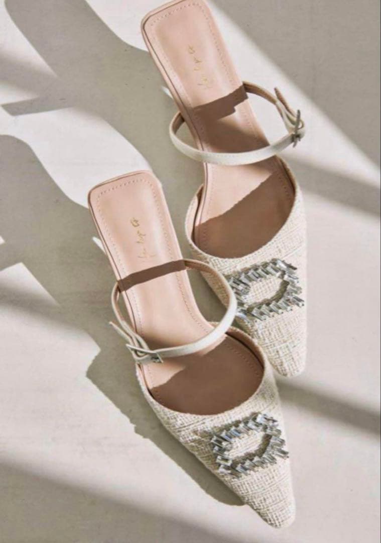 正規品 新品未使用 Herlipto Tweed Crystal Mules