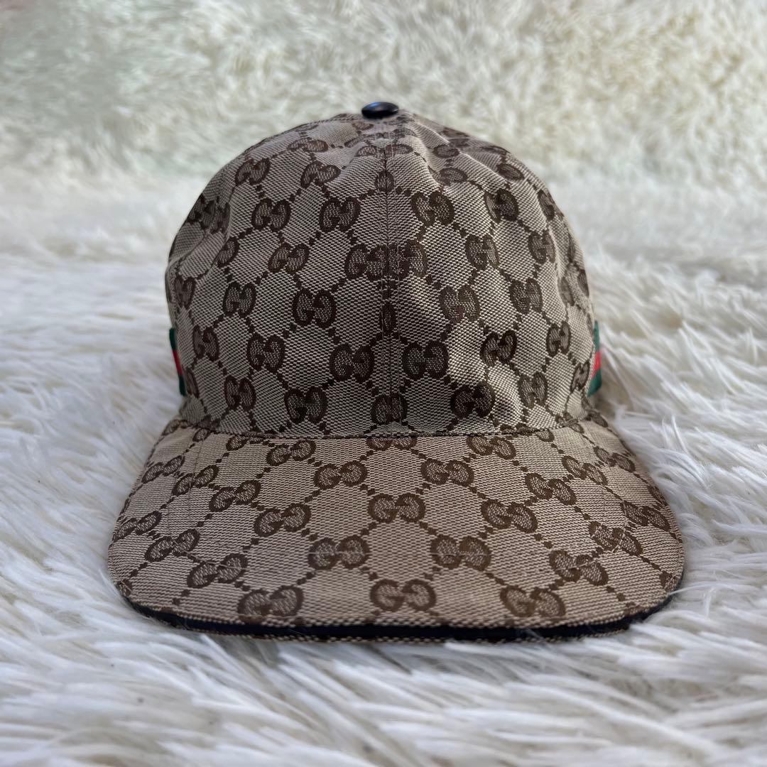 【未使用に近い】グッチ キャップ GG柄 シェリーライン キャンバス 帽子