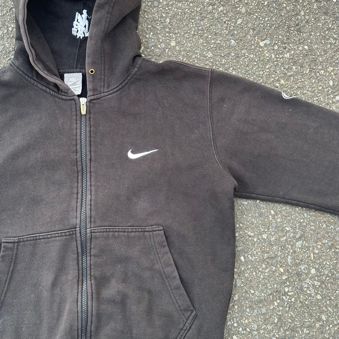 00s NIKE ジップパーカー　短丈　ブラック　フェード　Y2K