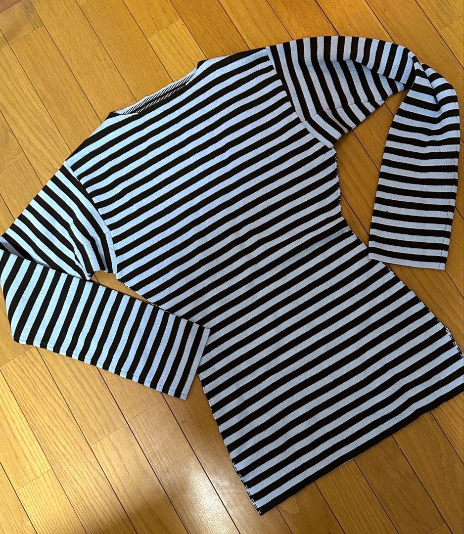 【新品未使用】SHISHIKUI boda サックス×ブラウン ボーダー長袖