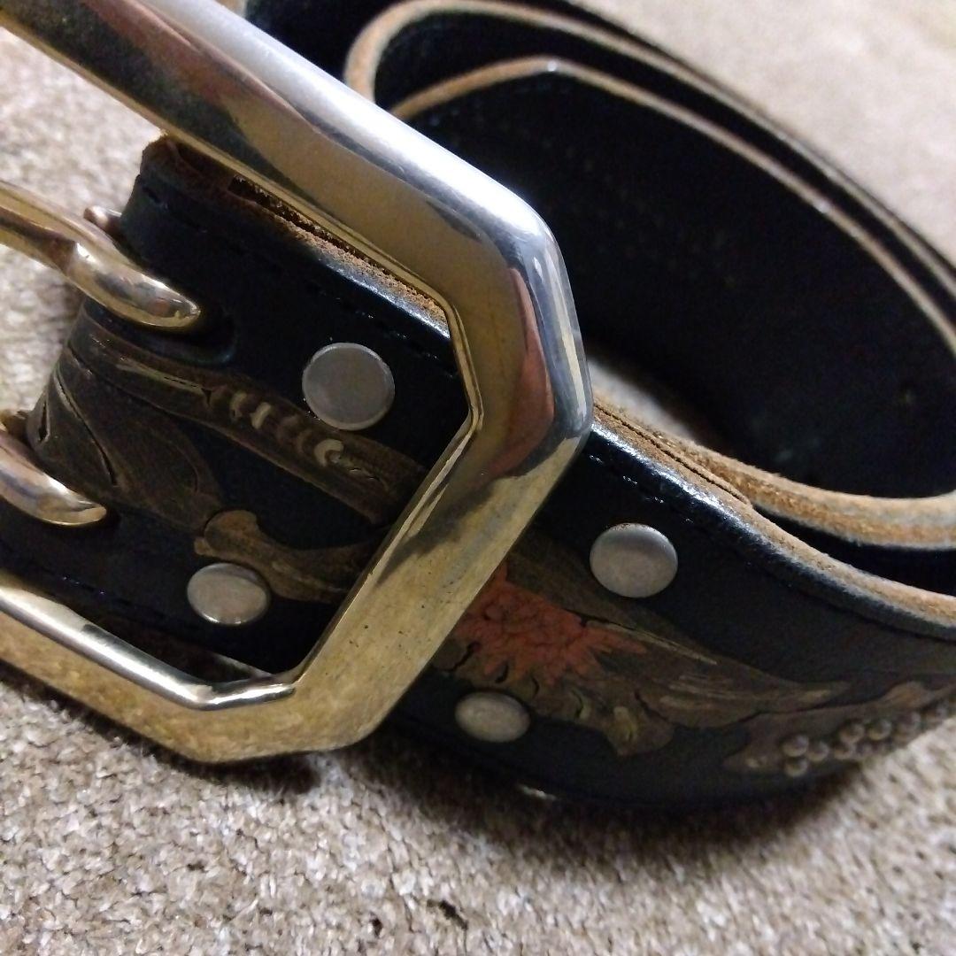 32inch W.C.L.C レザー スタッズベルト ブラック