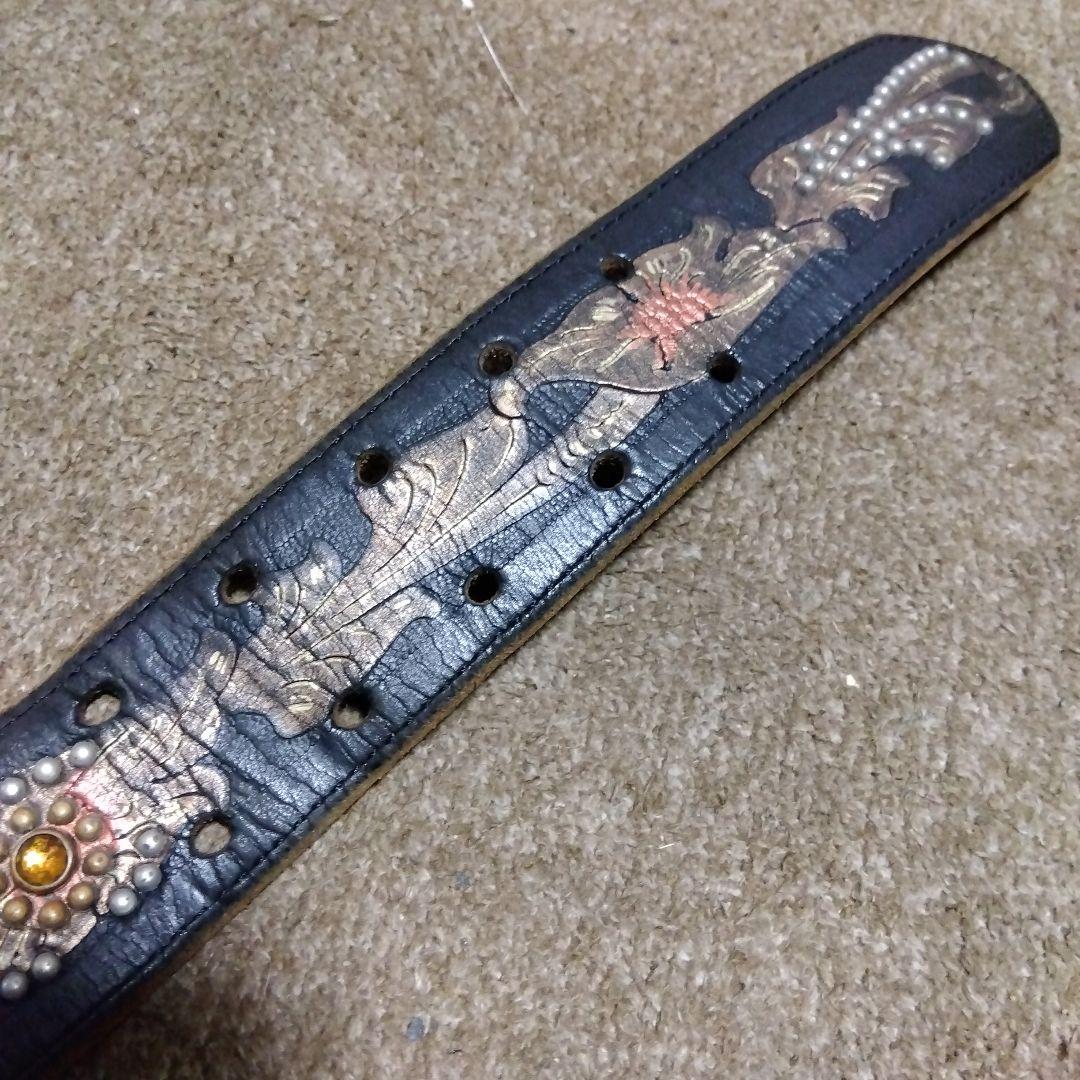 32inch W.C.L.C レザー スタッズベルト ブラック