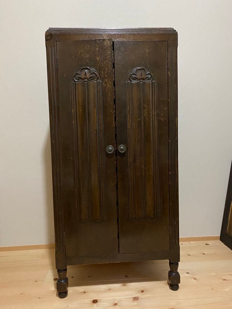 昭和レトロ　アンティークドロアーキャビネット　ヴィンテージ家具