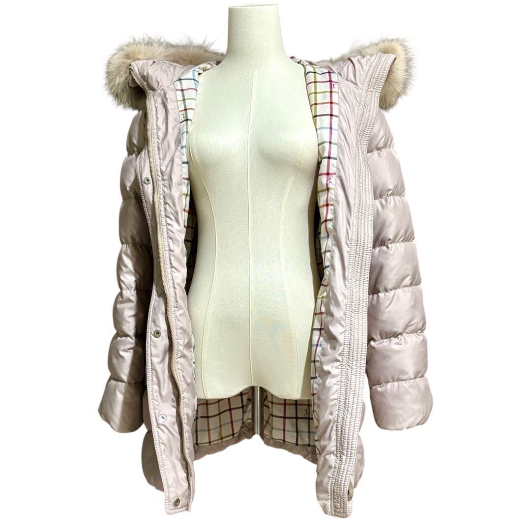 COACH コーチ ダウンジャケット S ファー付き ピンクベージュ ベルト付