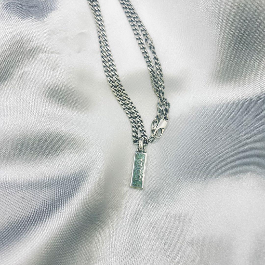 美品＊グッチGUCCI＊シルバー エナメル グルメット ペンダントネックレス