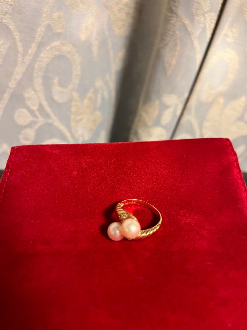 パール　ダイヤ　ゴールドリング