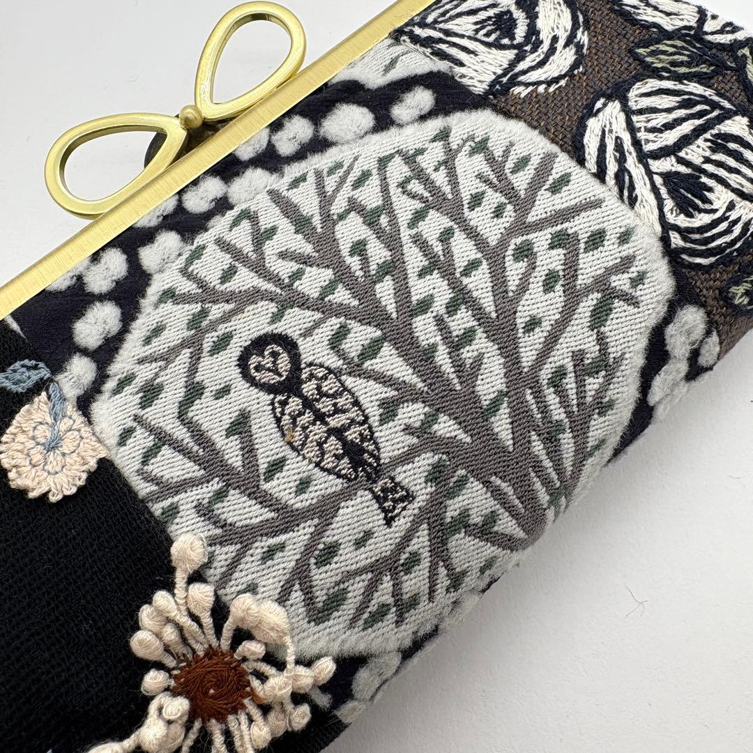 ミナペルホネンハンドメイドパッチワークリボン口金親子がま口長財布