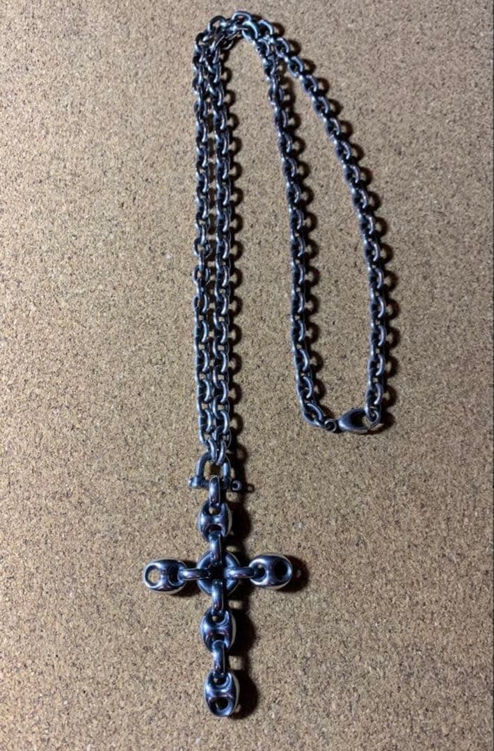 希少 グッチ マリーナ ラージ クロス チェーン ネックレス シルバー 925