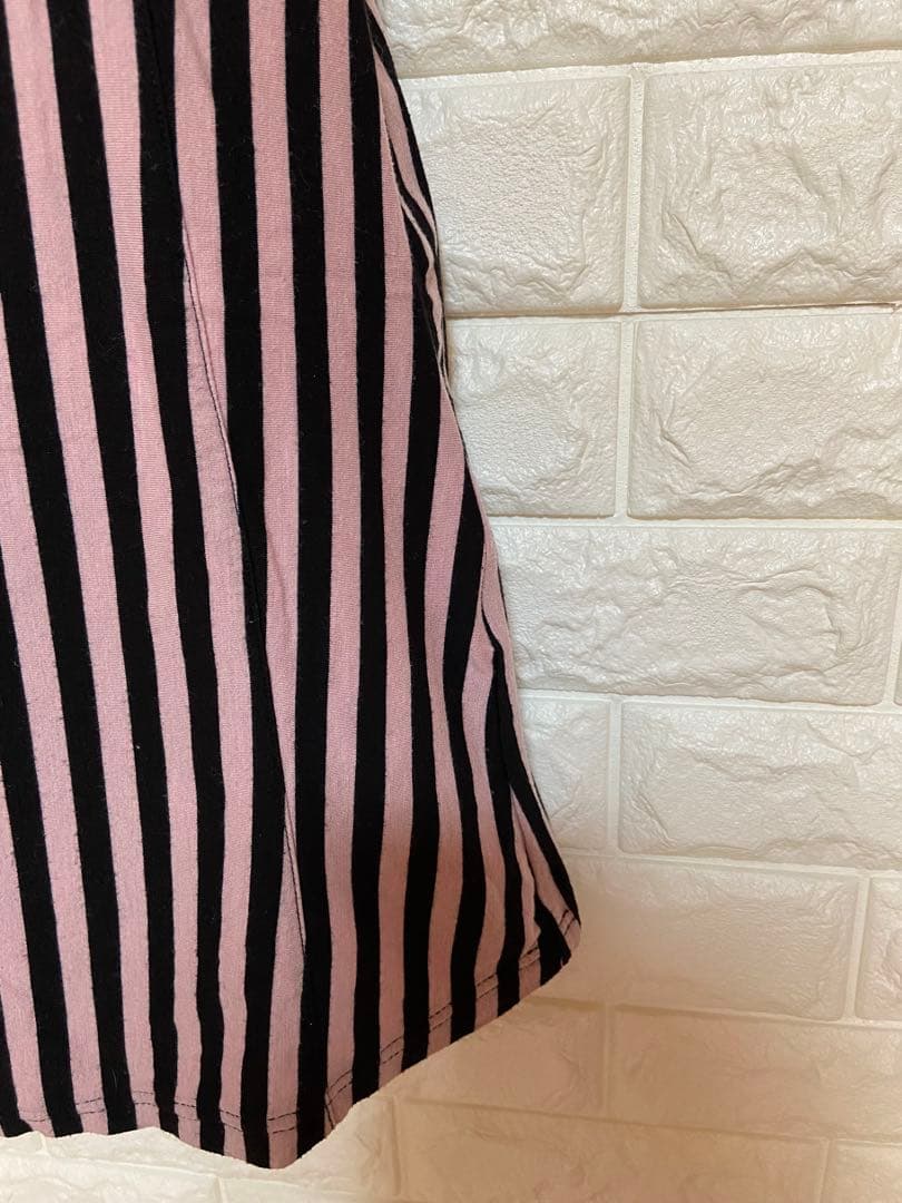 ★レア★　グラマラスジェーン　ストライプ胸元フリルキャミ　ピンク×黒　平成ギャル