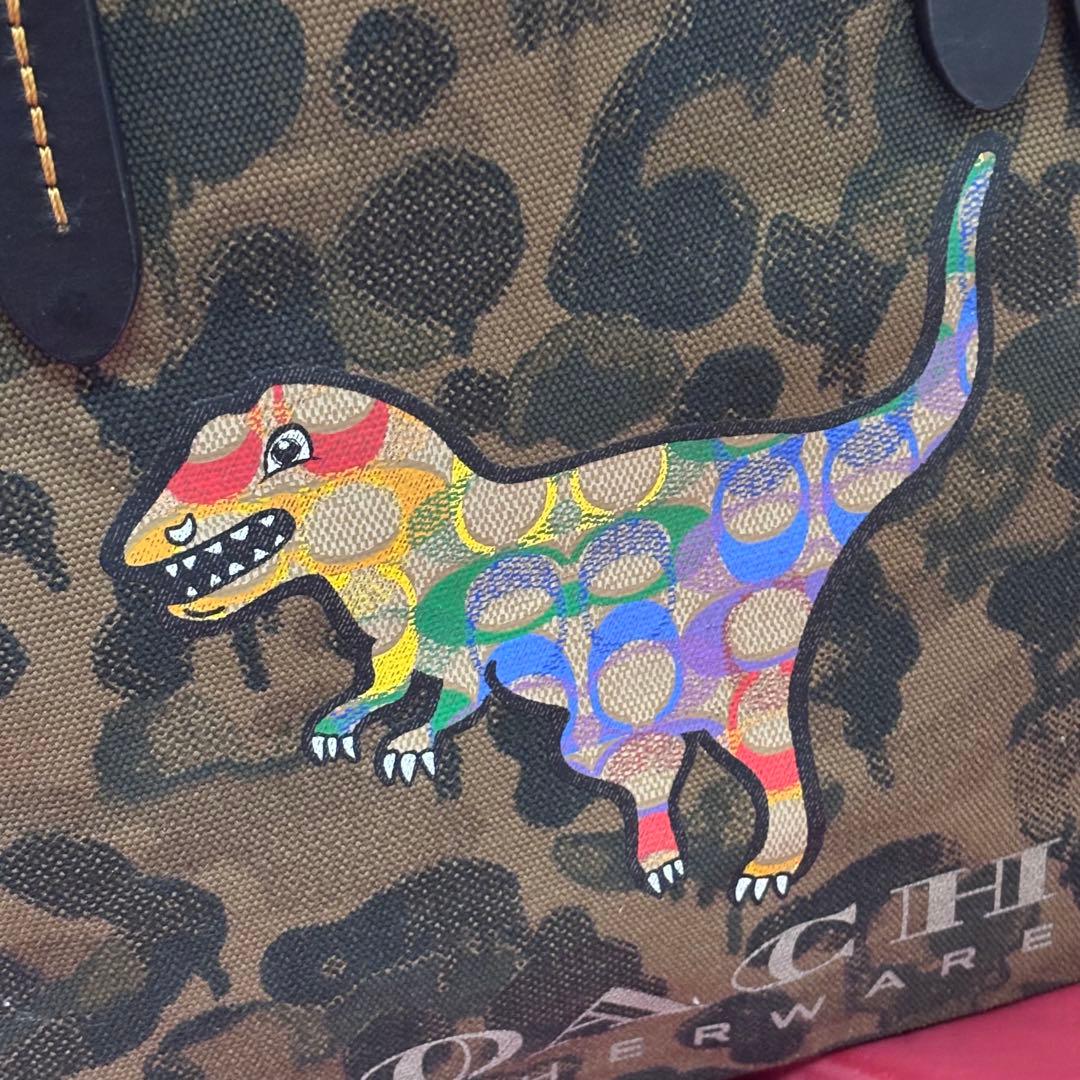 coach☆迷彩柄トートバッグ42 レインボー シグネチャーレキシー
