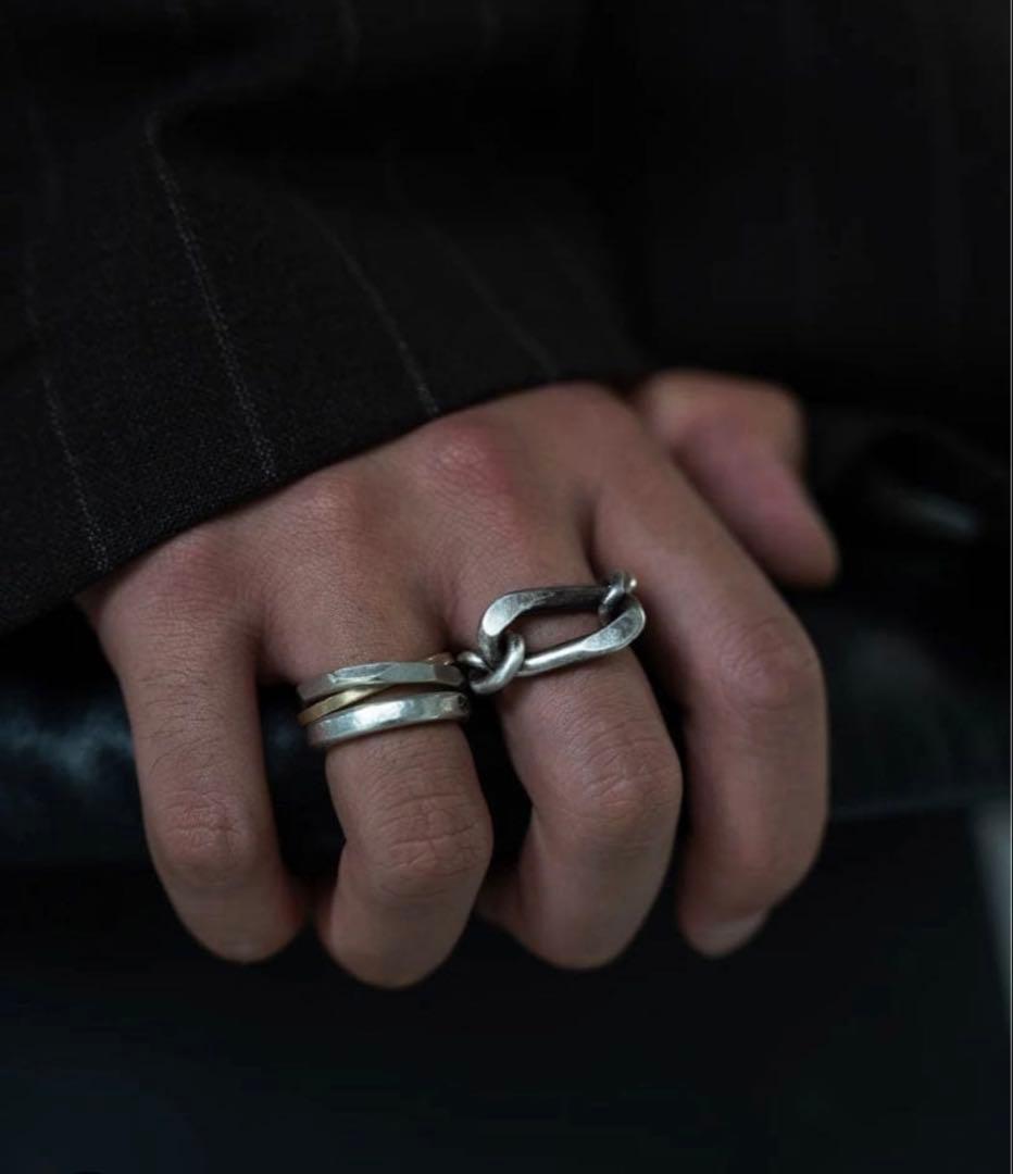 極美品 PRY シュウト Silver Mix Chain Ring
